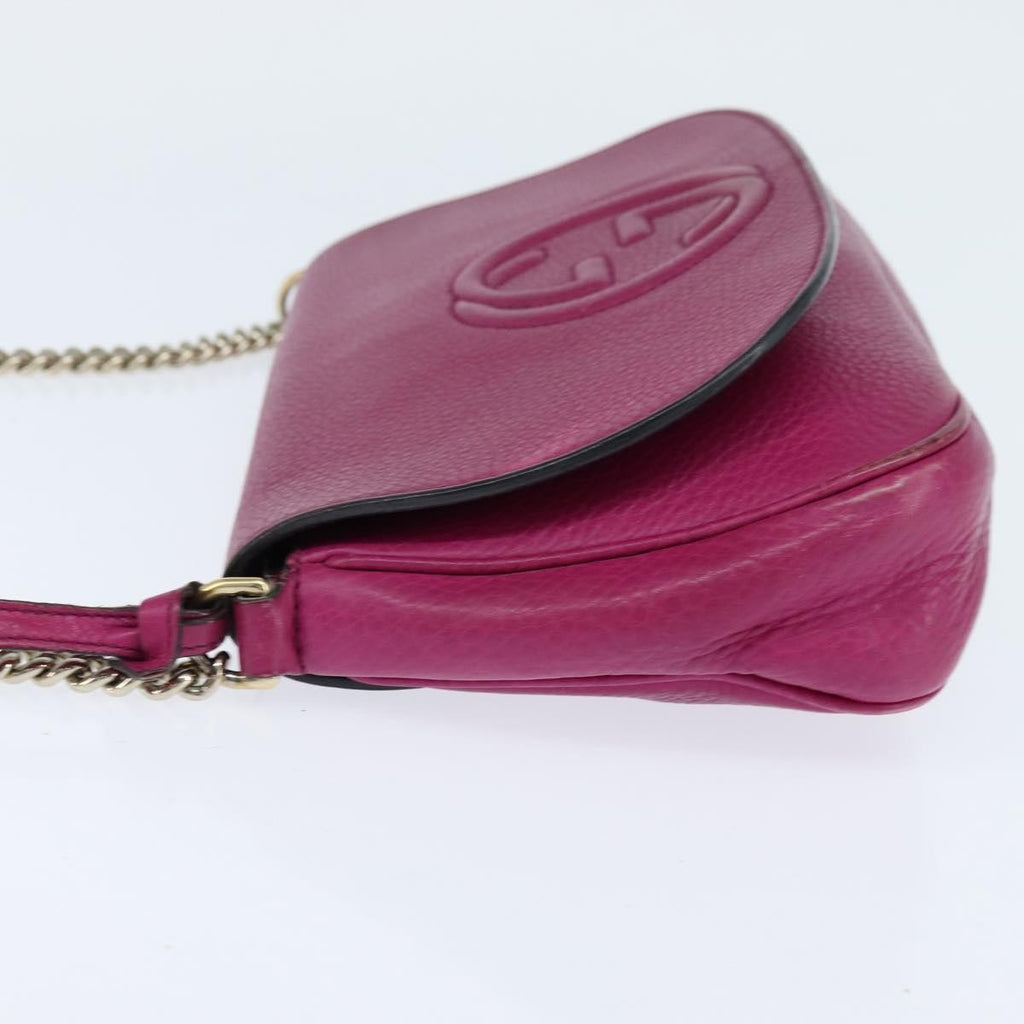 Gucci Soho Chain Crossbody Bag Leather Pink Leather Shoulder Bag Bag (Pre-Owned)