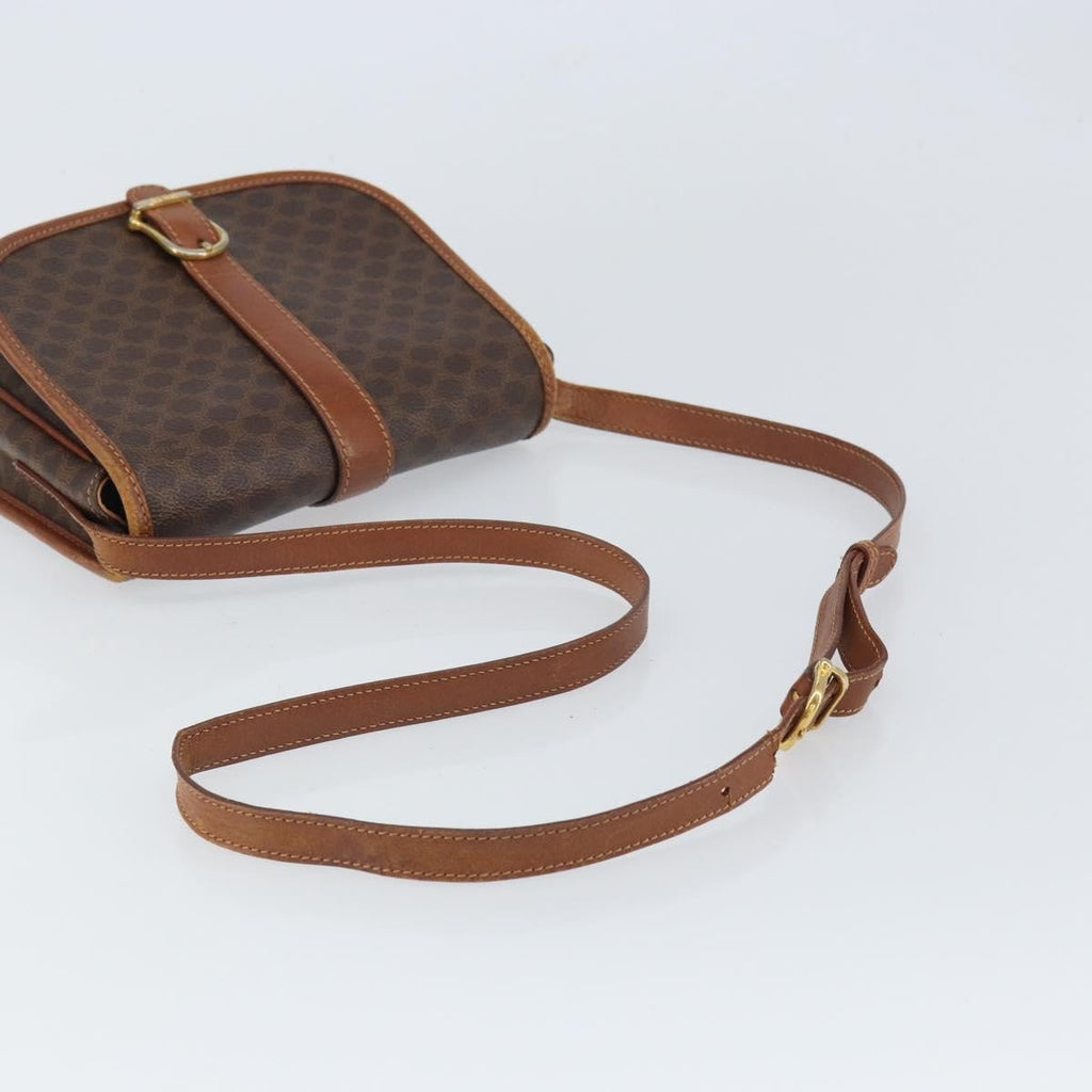 Celine Vintage Macadam Shoulder Bag Canvas And Leather Brown Canvas Shoulder Bag Bag