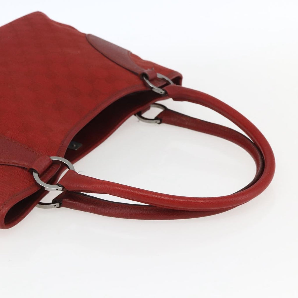 Gucci Vintage Ring Tote Gg Canvas With Leather Red Canvas Handbag (Pre-Owned)