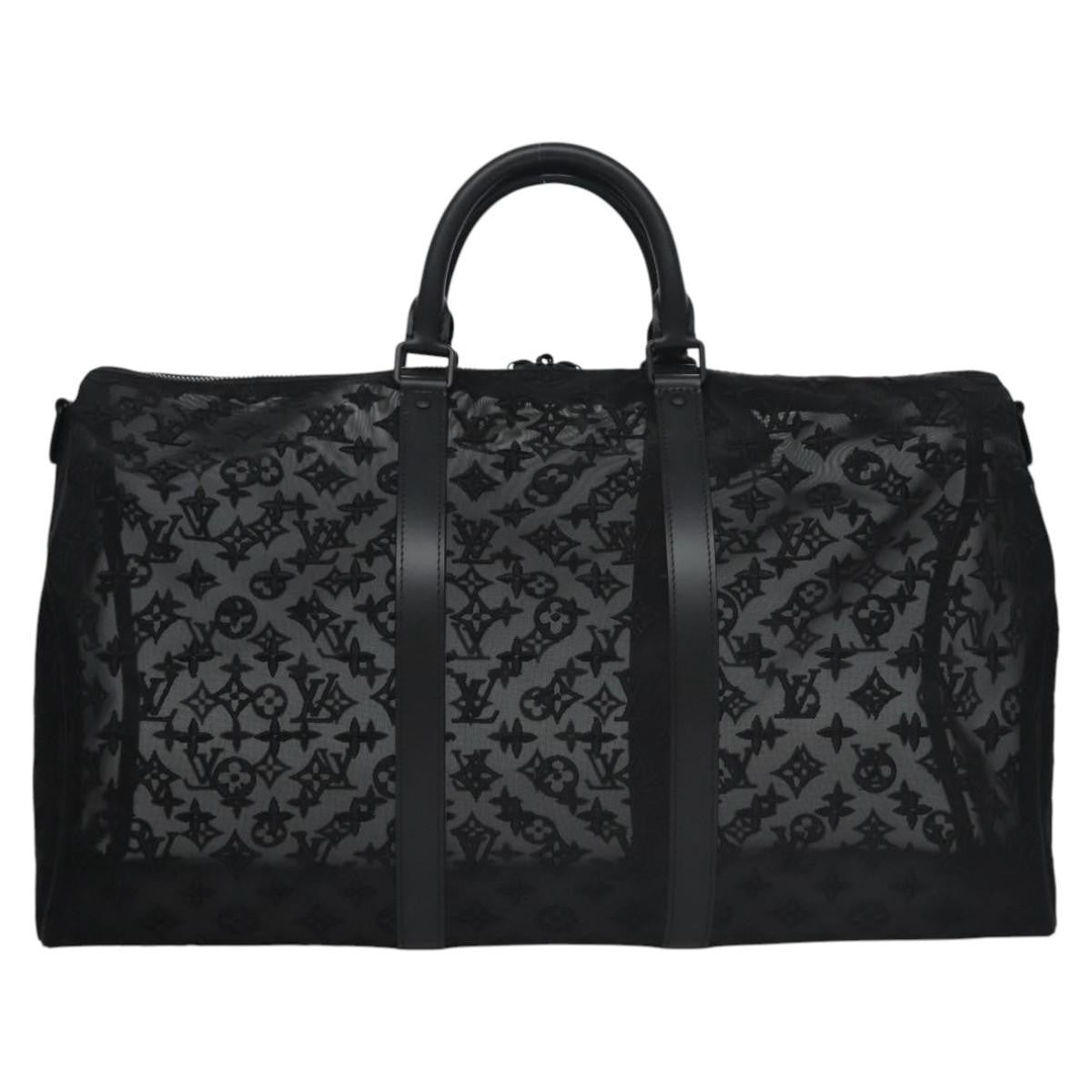 Louis Vuitton Keepall Bandouliere Bag Monogram See Through Mesh Black Nylon Travel Bag