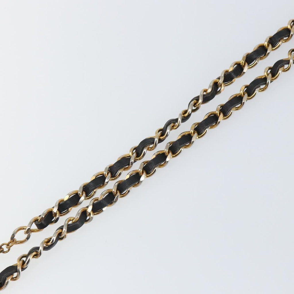 Chanel Vintage Logo Chain Belt Metal And Leather Black Metal Belts Accessory