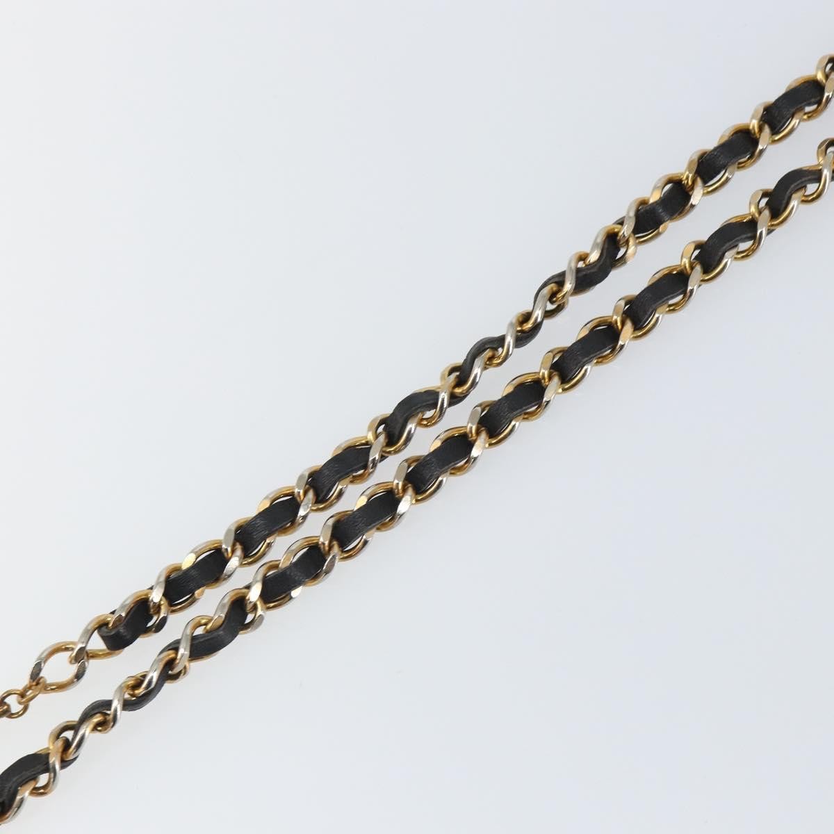 Chanel Vintage Logo Chain Belt Metal And Leather Black Metal Belts Accessory