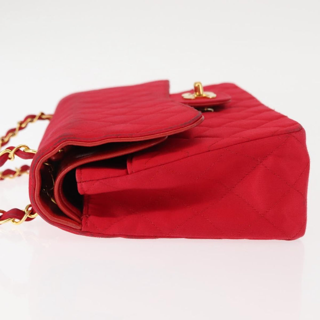 Chanel Timeless - Classic Double Flap Bag Quilted Satin Red Satin Shoulder Bag Bag