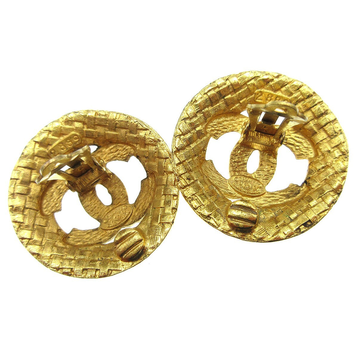 Chanel Cc Button Clip-On Earrings Metal Gold Gold_Plated Earrings Jewelry