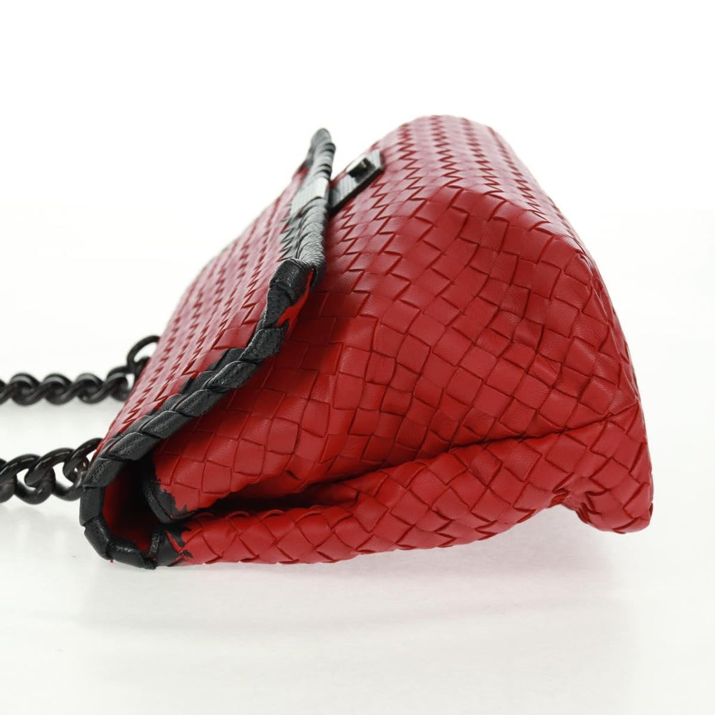 Bottega Veneta Glass Shoulder Bag Intrecciato Nappa With Snakeskin Red Leather Shoulder Bag Bag