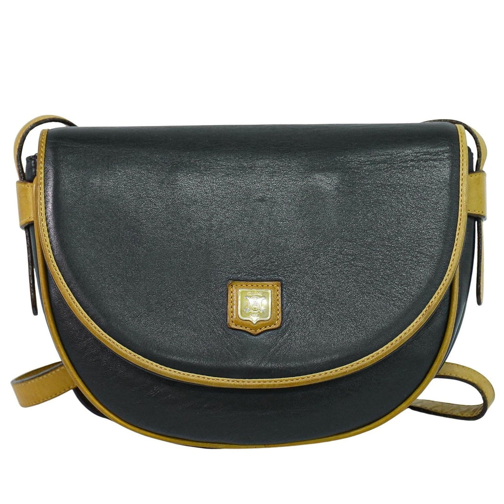 Celine Vintage Shoulder Bag Leather Black Leather Shoulder Bag Bag