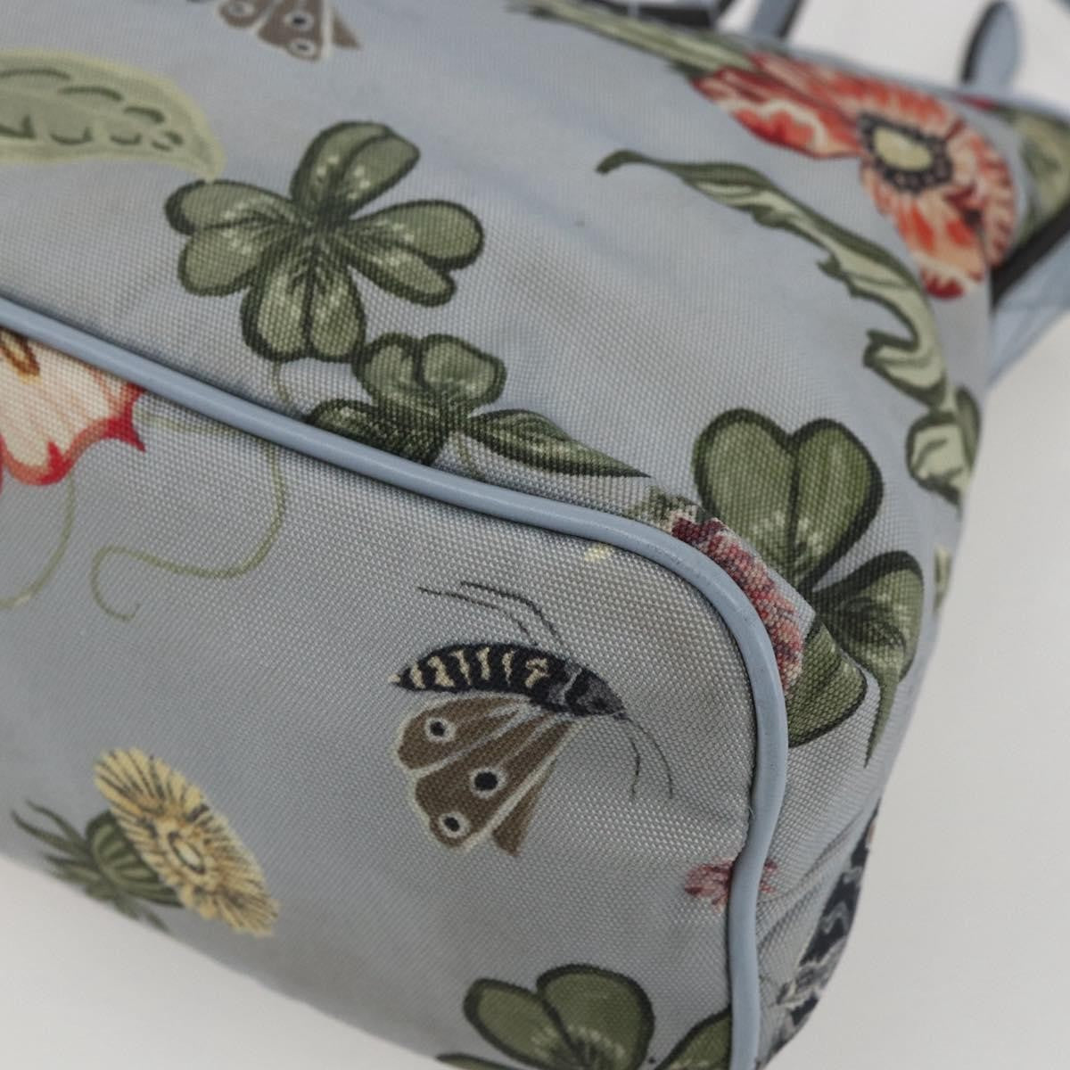 Gucci Convertible Zip Tote Flora Canvas Blue Canvas Tote Bag Bag (Pre-Owned)