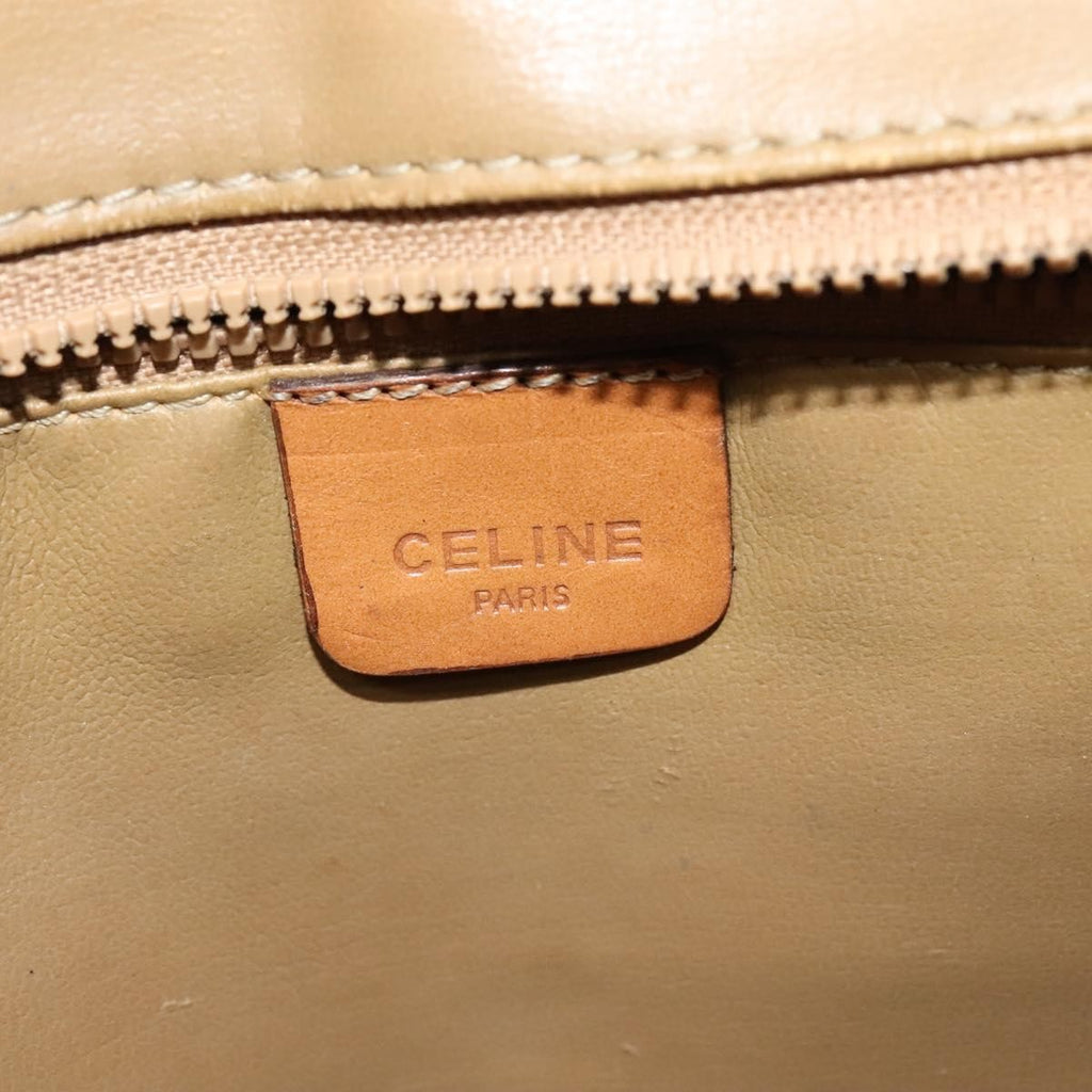 Celine Vintage Macadam Shoulder Bag Canvas And Leather Beige Canvas Bag