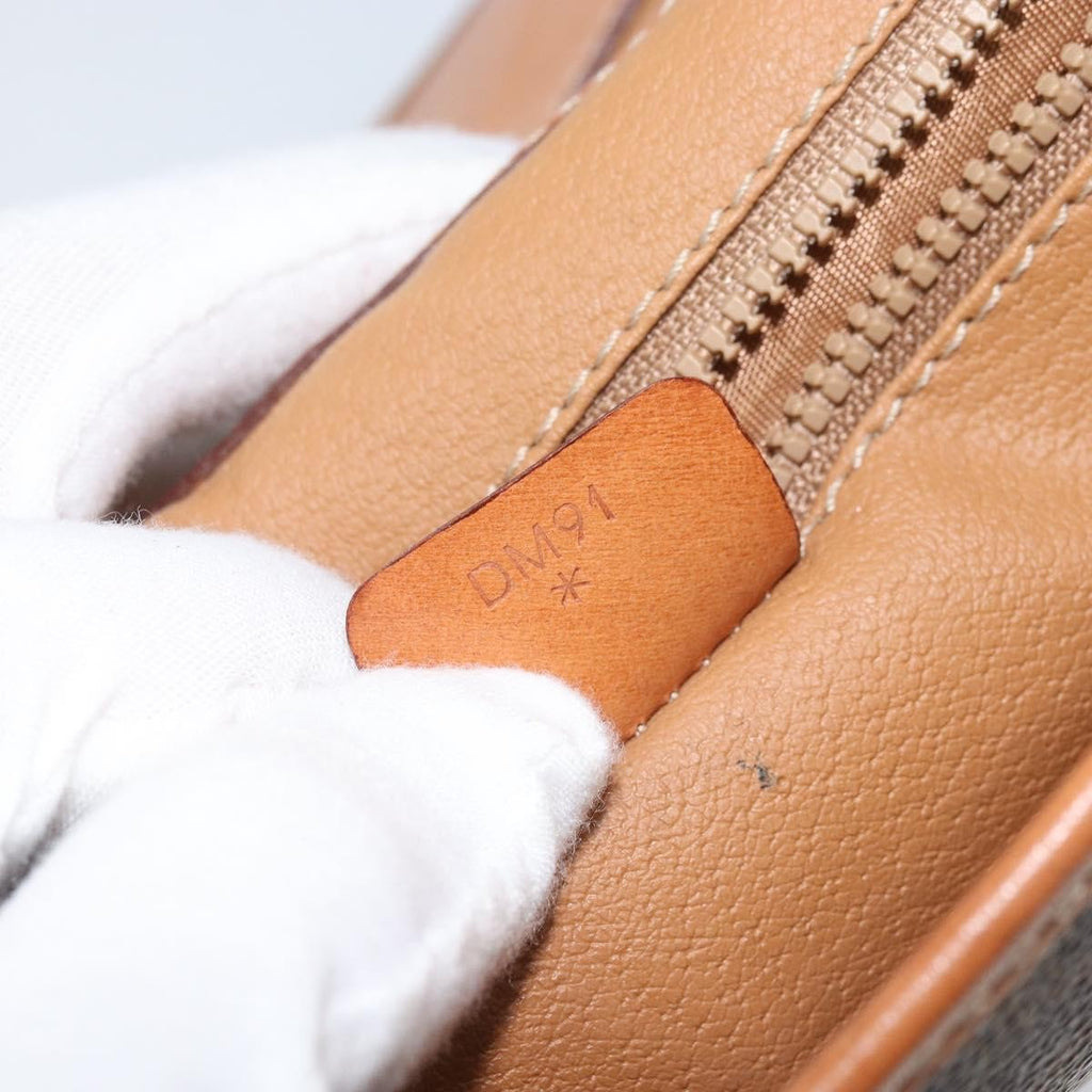 Celine Vintage Macadam Circle Logo Shoulder Bag Canvas And Leather Brown Canvas Shoulder Bag Bag
