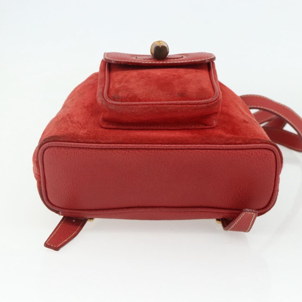 Gucci Gucci Bamboo Backpack Daim Red Suede Backpack Bag (Pre-Owned)