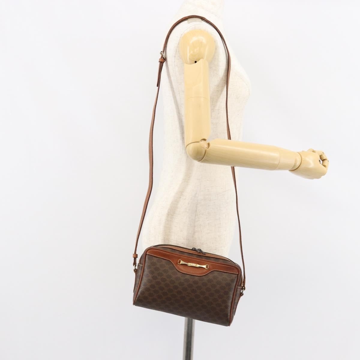 Celine Vintage Macadam Shoulder Bag Canvas And Leather Brown Canvas Shoulder Bag Bag