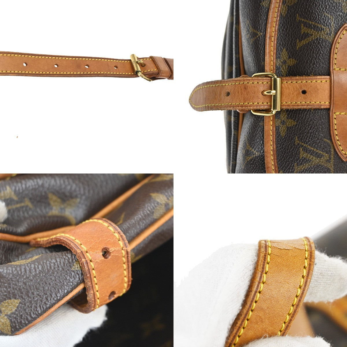Louis Vuitton Saumur Handbag Monogram Canvas Brown Canvas Shoulder Bag