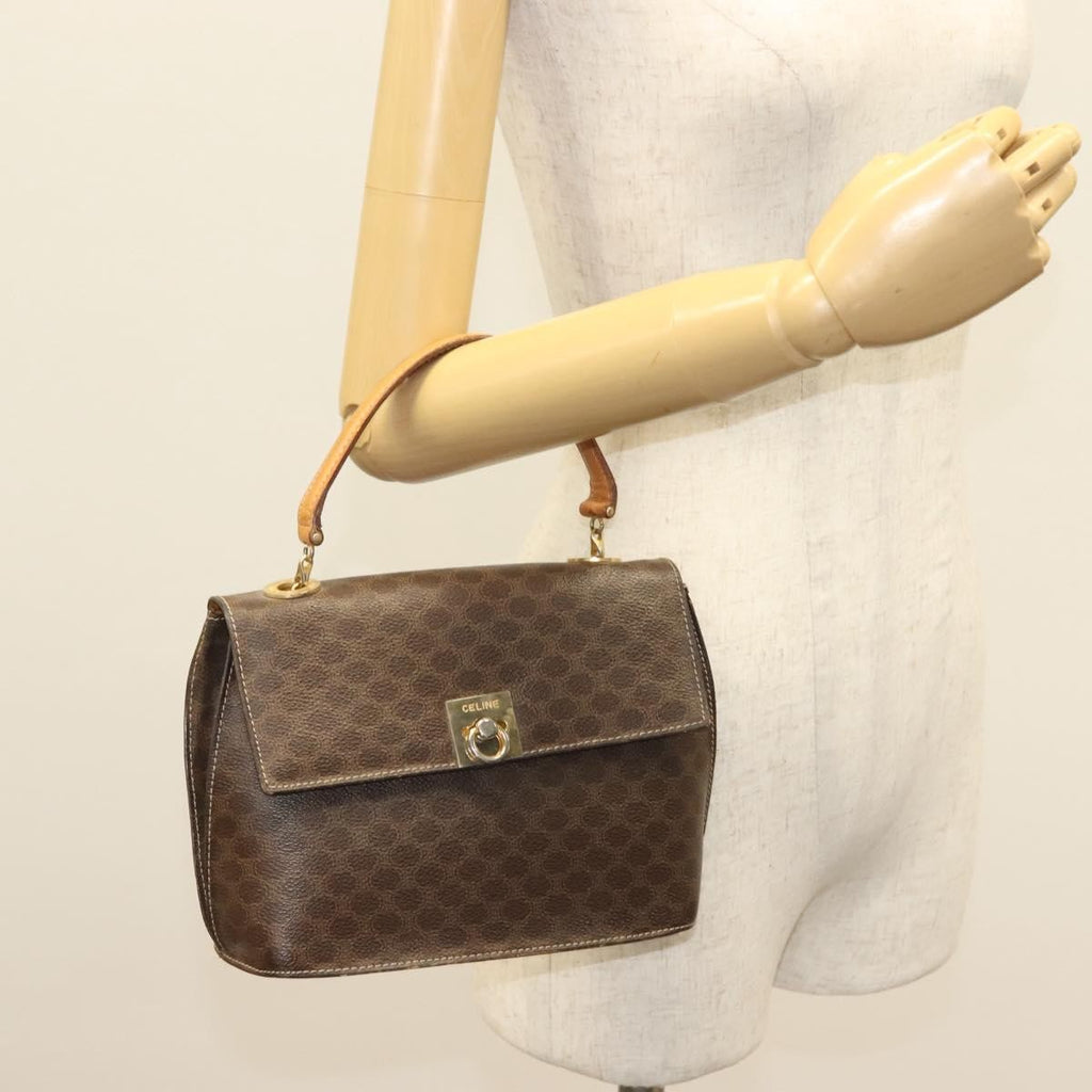 Celine Macadam Handbag Macadam With Leather Brown Canvas Handbag