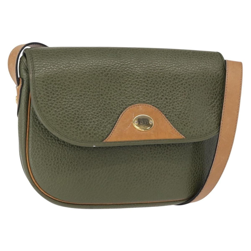 Christian Dior Vintage Shoulder Bag Leather Green Leather Shoulder Bag Bag (Pre-Owned)