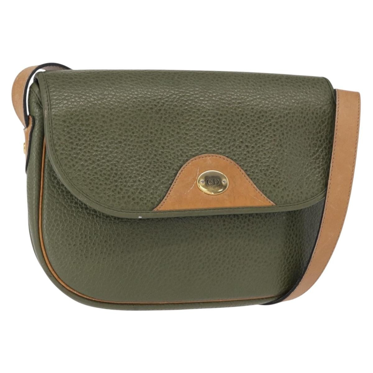 Christian Dior Vintage Shoulder Bag Leather Green Leather Shoulder Bag Bag (Pre-Owned)