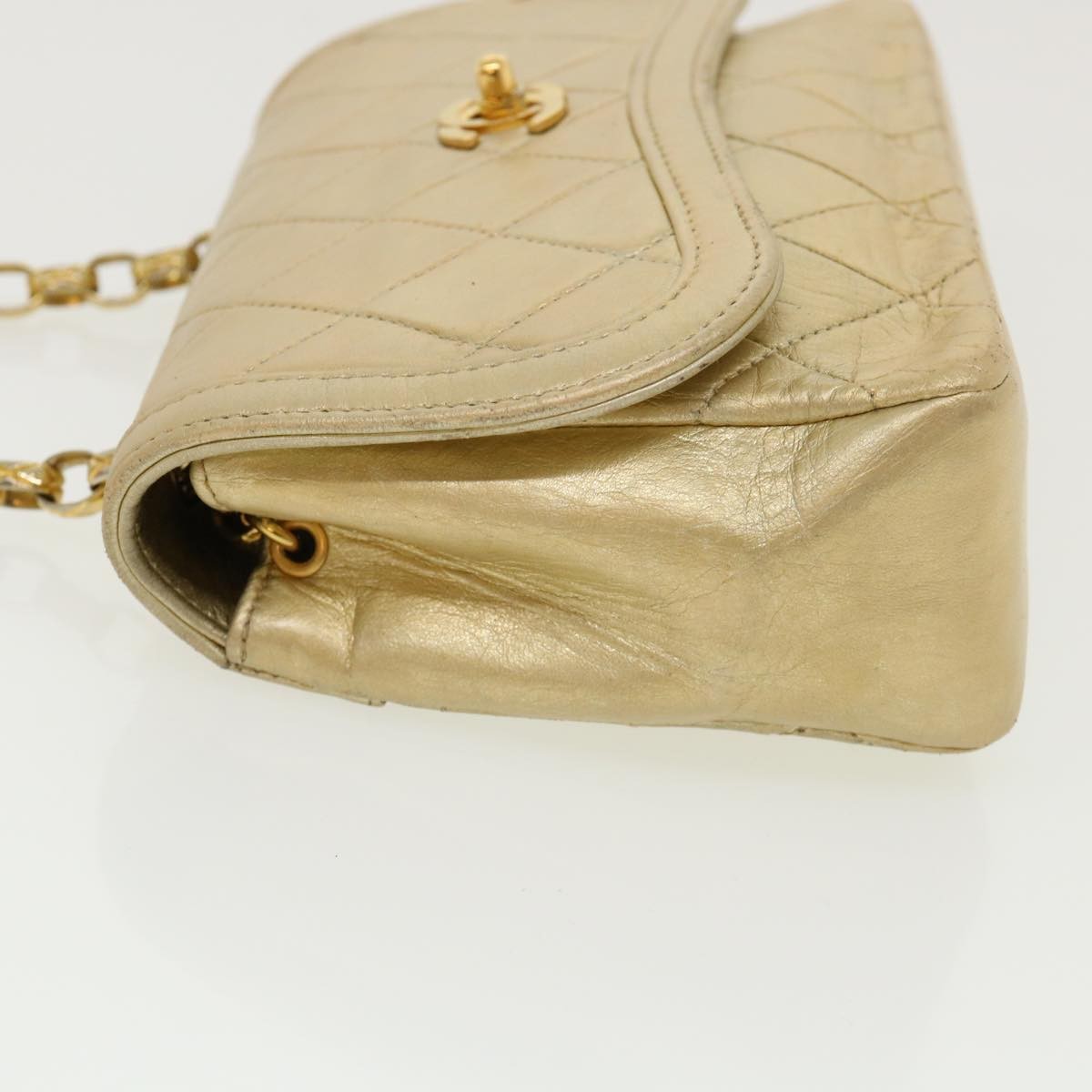 Chanel Vintage Cc Chain Flap Bag Quilted Lambskin Gold Leather Shoulder Bag Bag