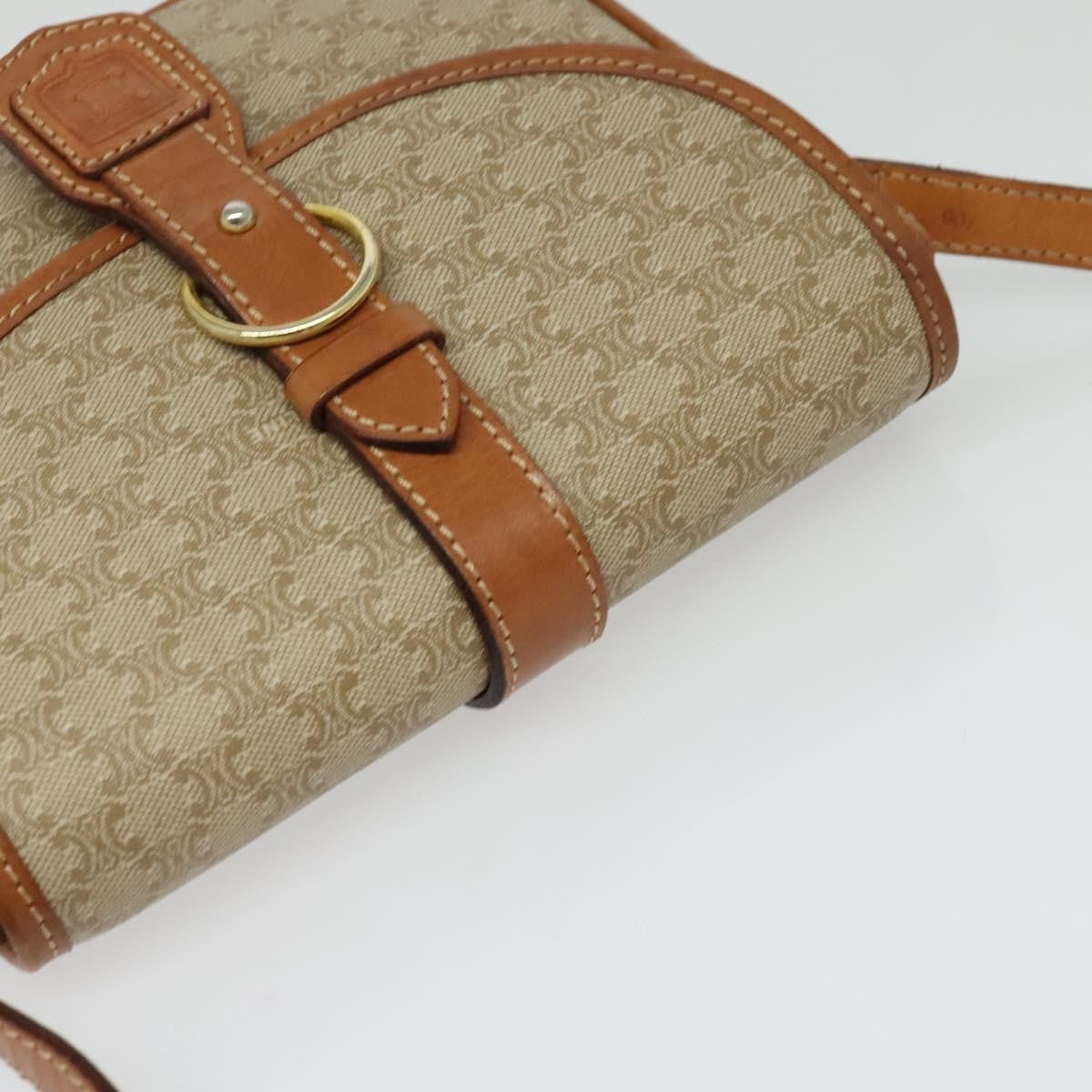 Celine Macadam Shoulder Bag Pvc Leather Beige Canvas Bag