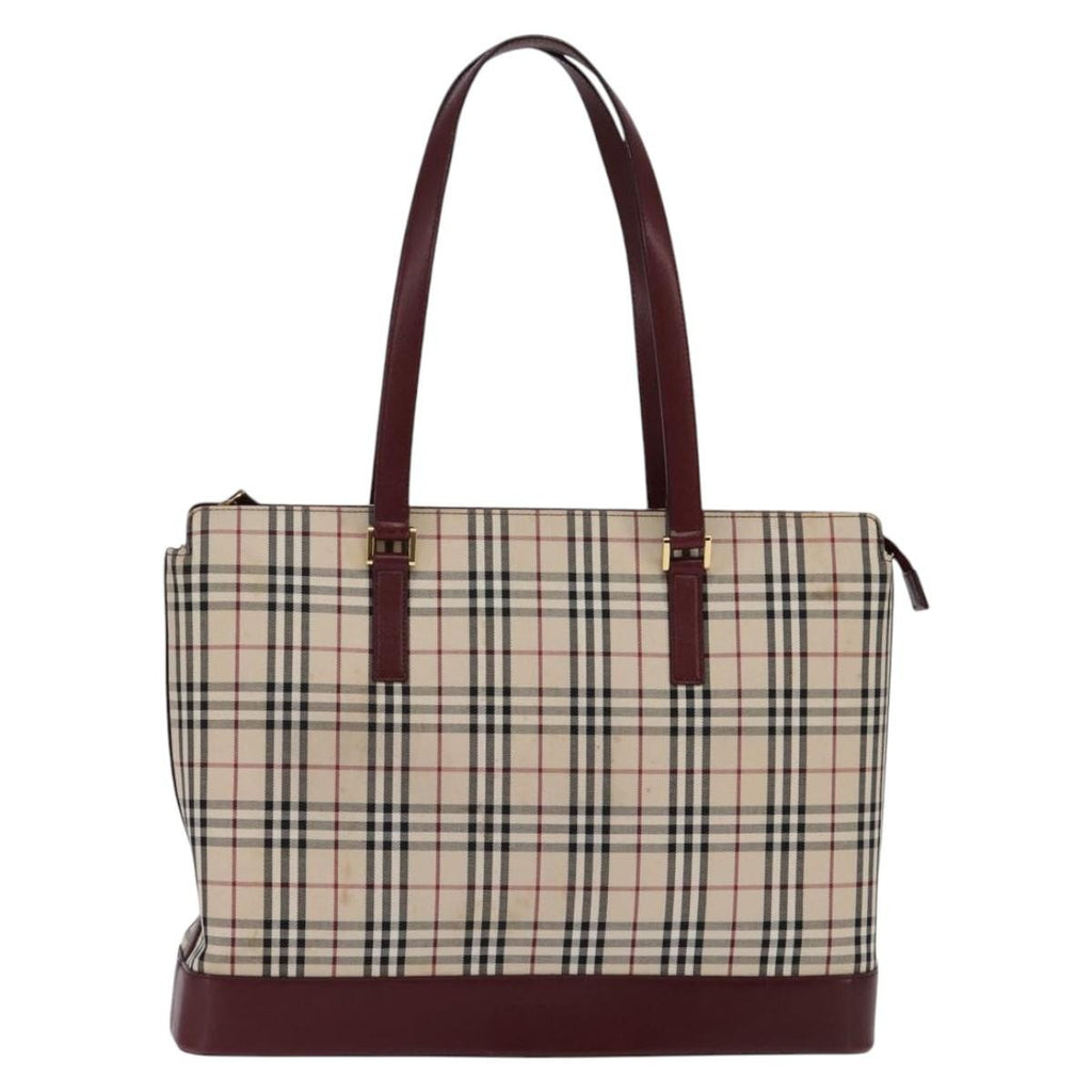 Burberry Nova Check Tote Canvas Check Pattern Beige Canvas Bag