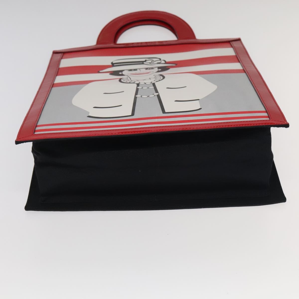 Chanel Vintage Portrait Tote Printed Leather And Quilted Patent Red Leather Tote Bag Bag