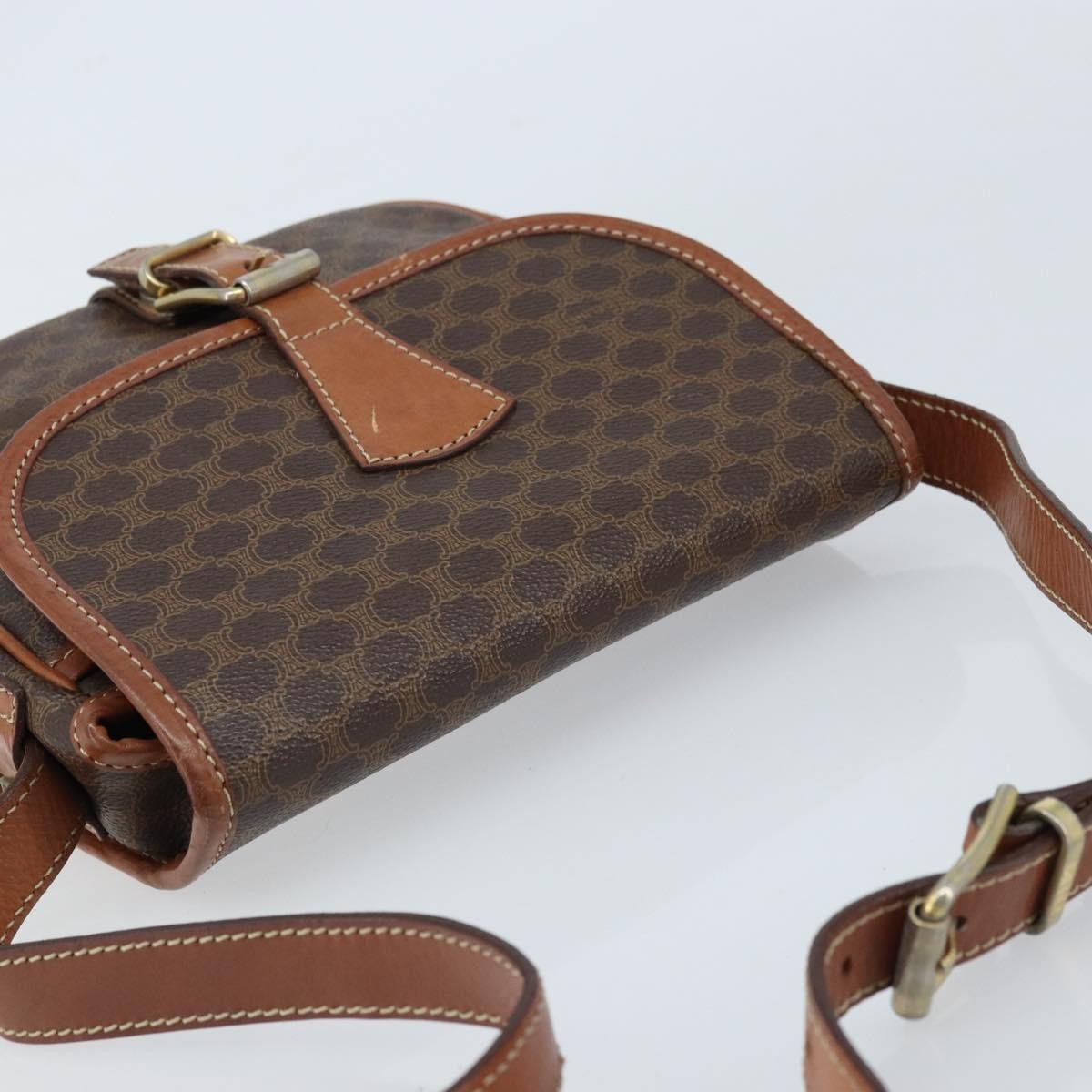 Celine Vintage Macadam Shoulder Bag Canvas And Leather Brown Pvc Shoulder Bag Bag