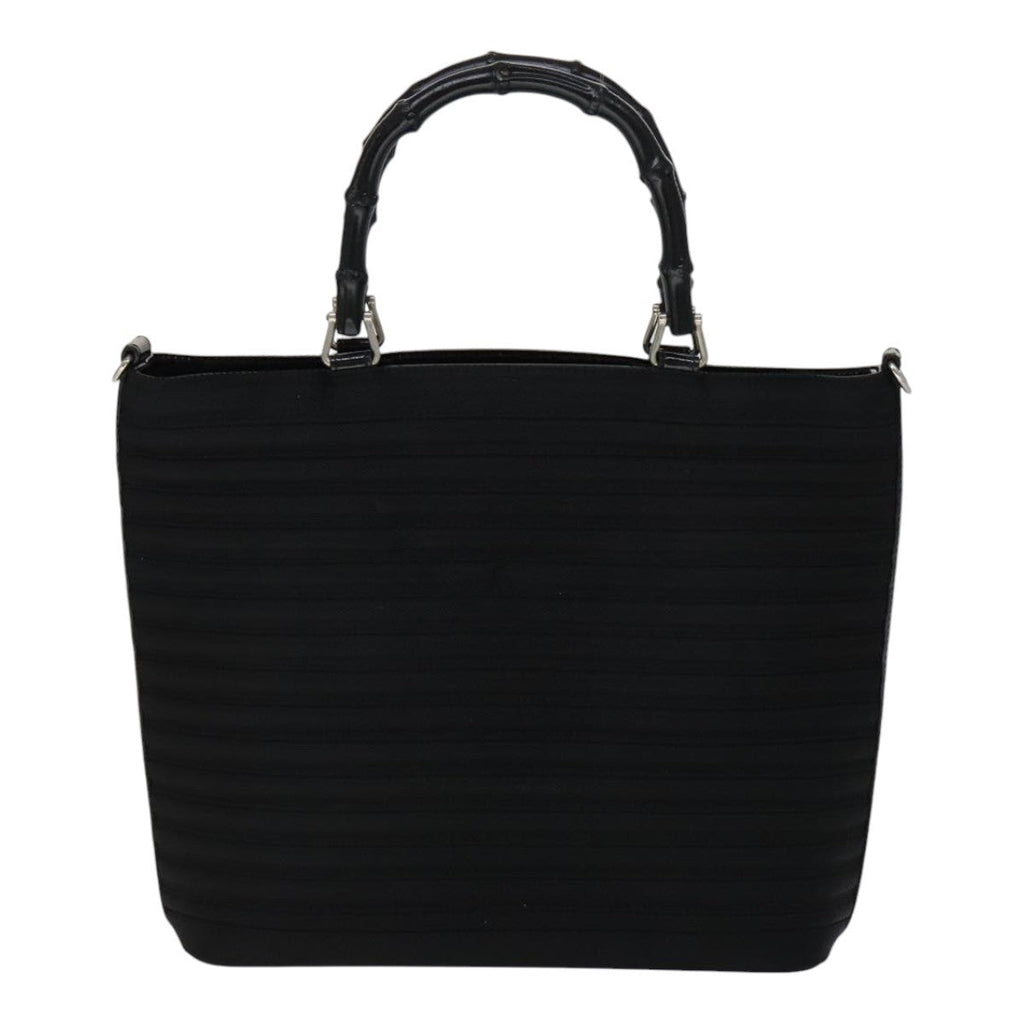 Gucci Vintage Bamboo Handle Bag Nylon Black Nylon Handbag (Pre-Owned)