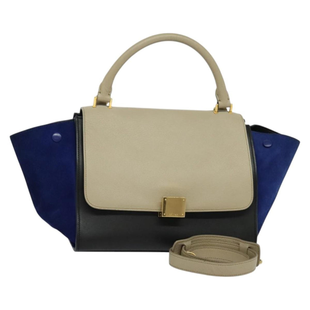 Celine Tricolor Trapeze Bag Leather Beige Leather Handbag