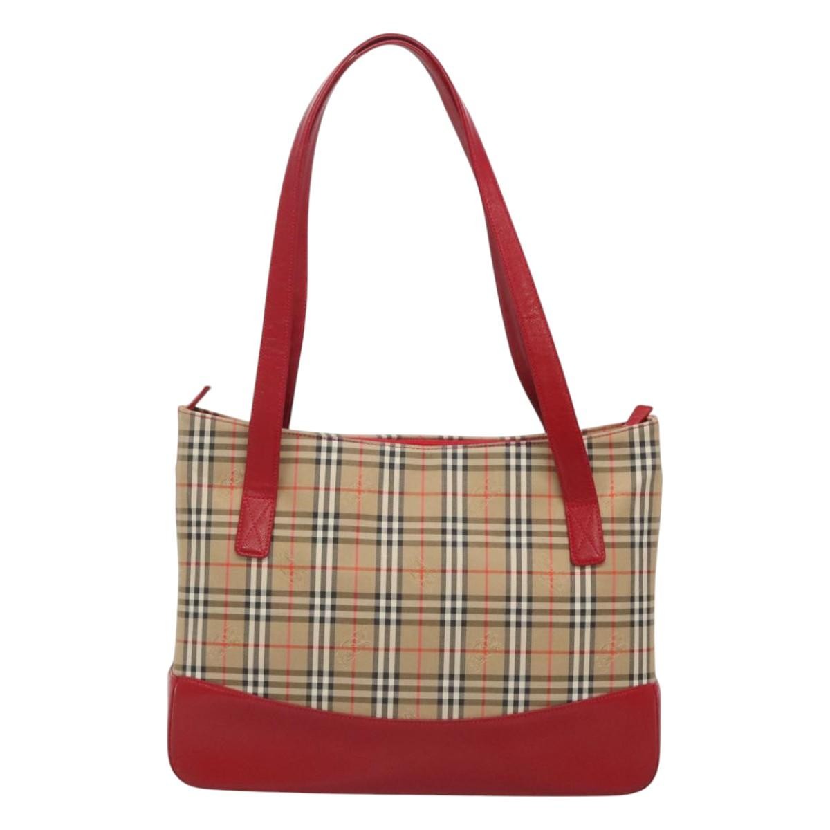 Burberry Nova Check Tote Canvas And Leather Beige Canvas Tote Bag
