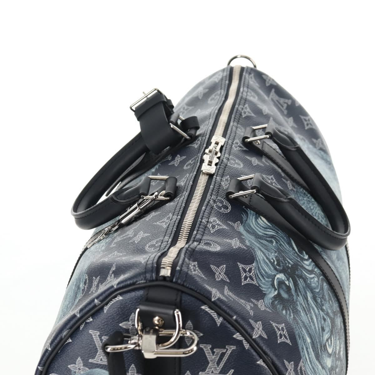 Louis Vuitton Keepall Bandouliere Bag Limited Edition Chapman Savane Monogram Canvas Navy Canvas Travel Bag