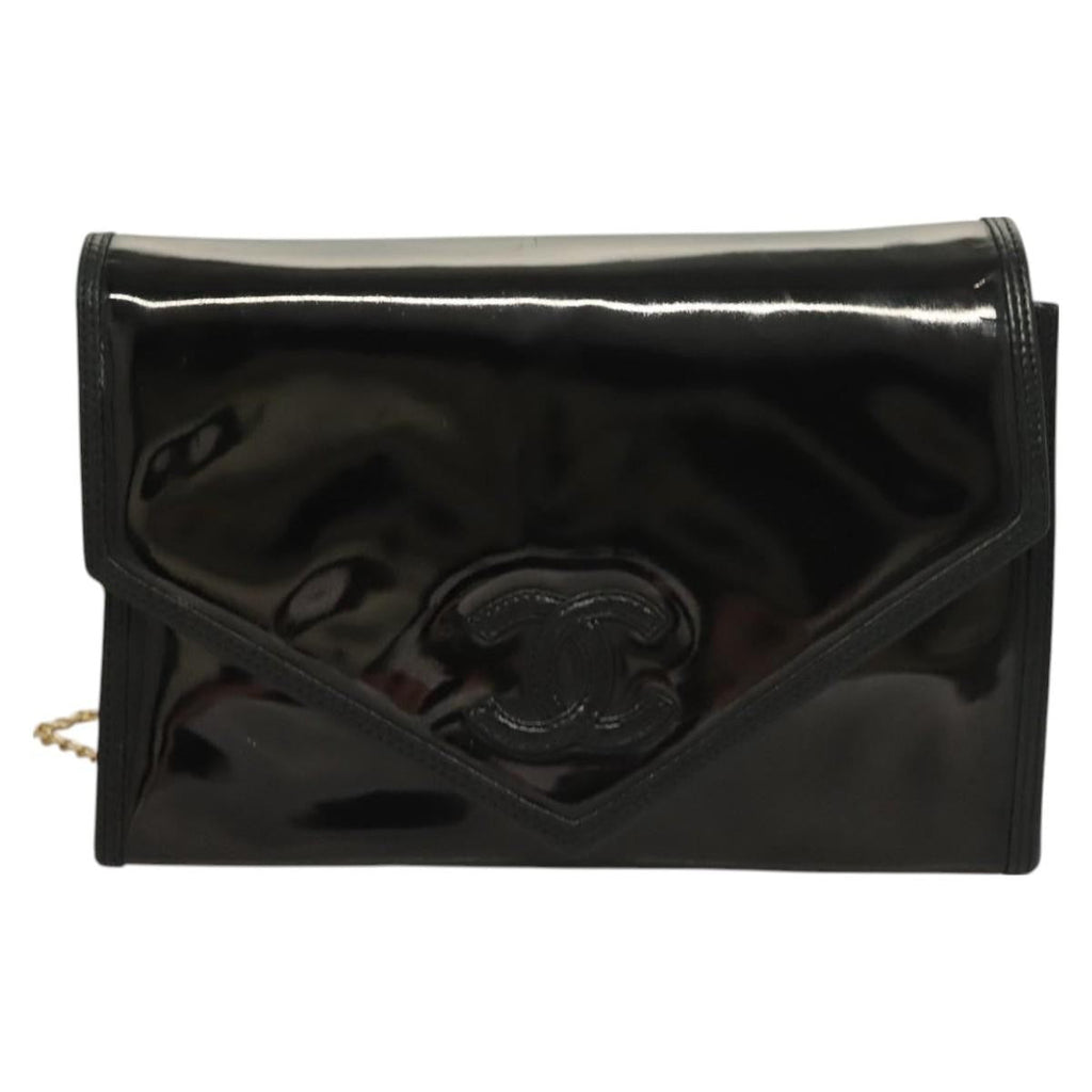 Chanel Cc Envelope Flap Crossbody Patent Leather Black Patent_Leather Clutche & Pouche Bag