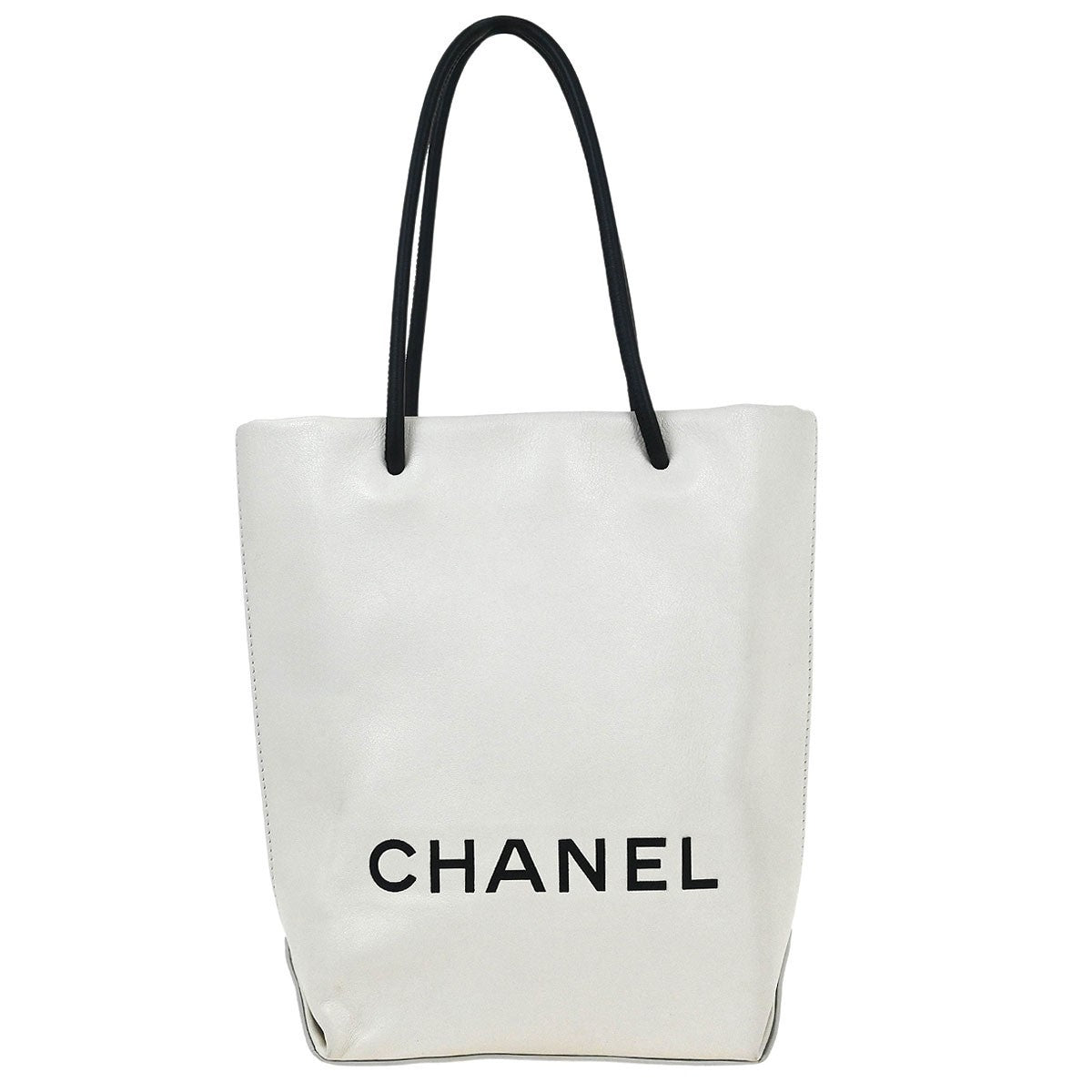 Chanel Essential Shopping Tote Leather White Calfskin Tote Bag Bag