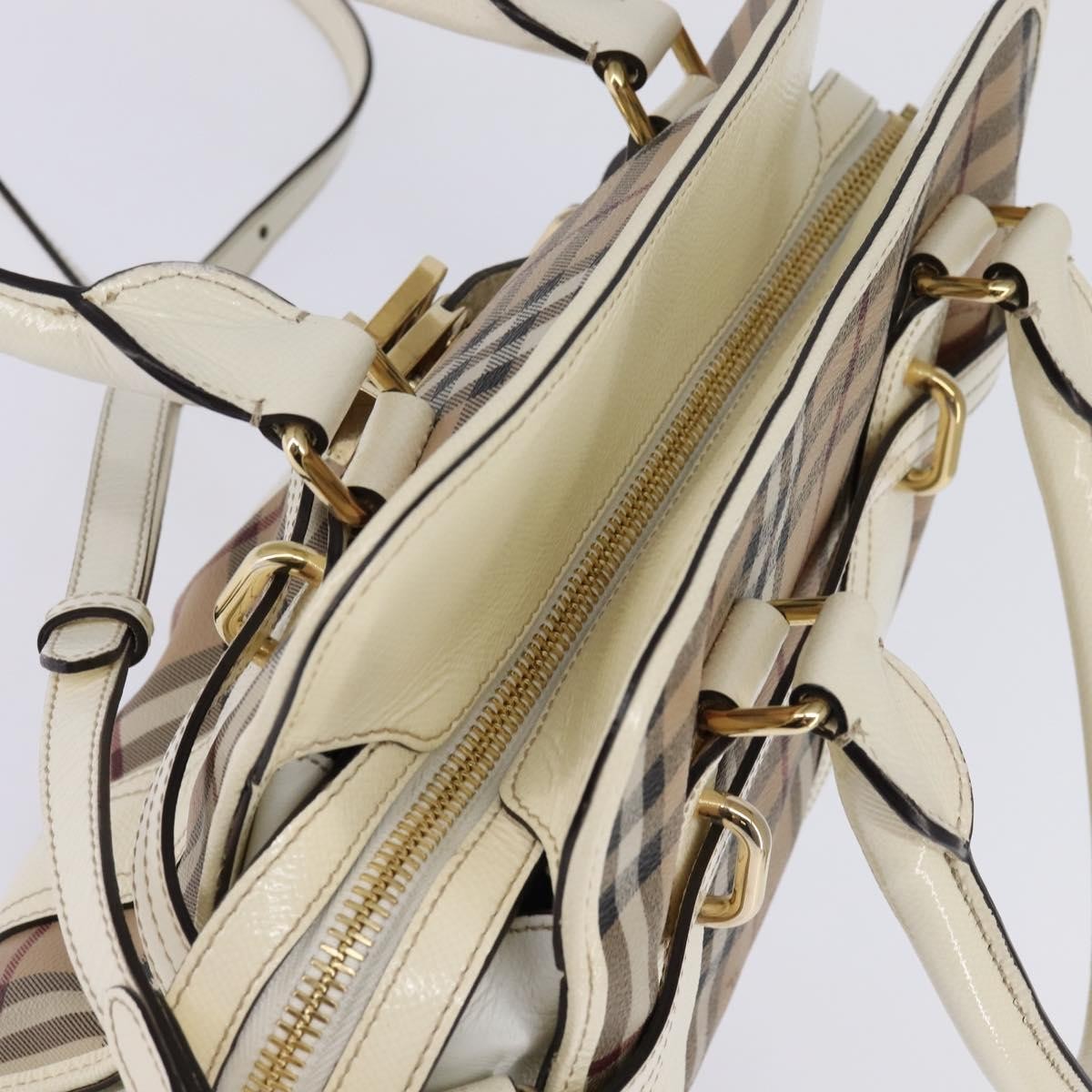 Burberry Minford Satchel Haymarket Coated Canvas Beige Canvas Tote Bag