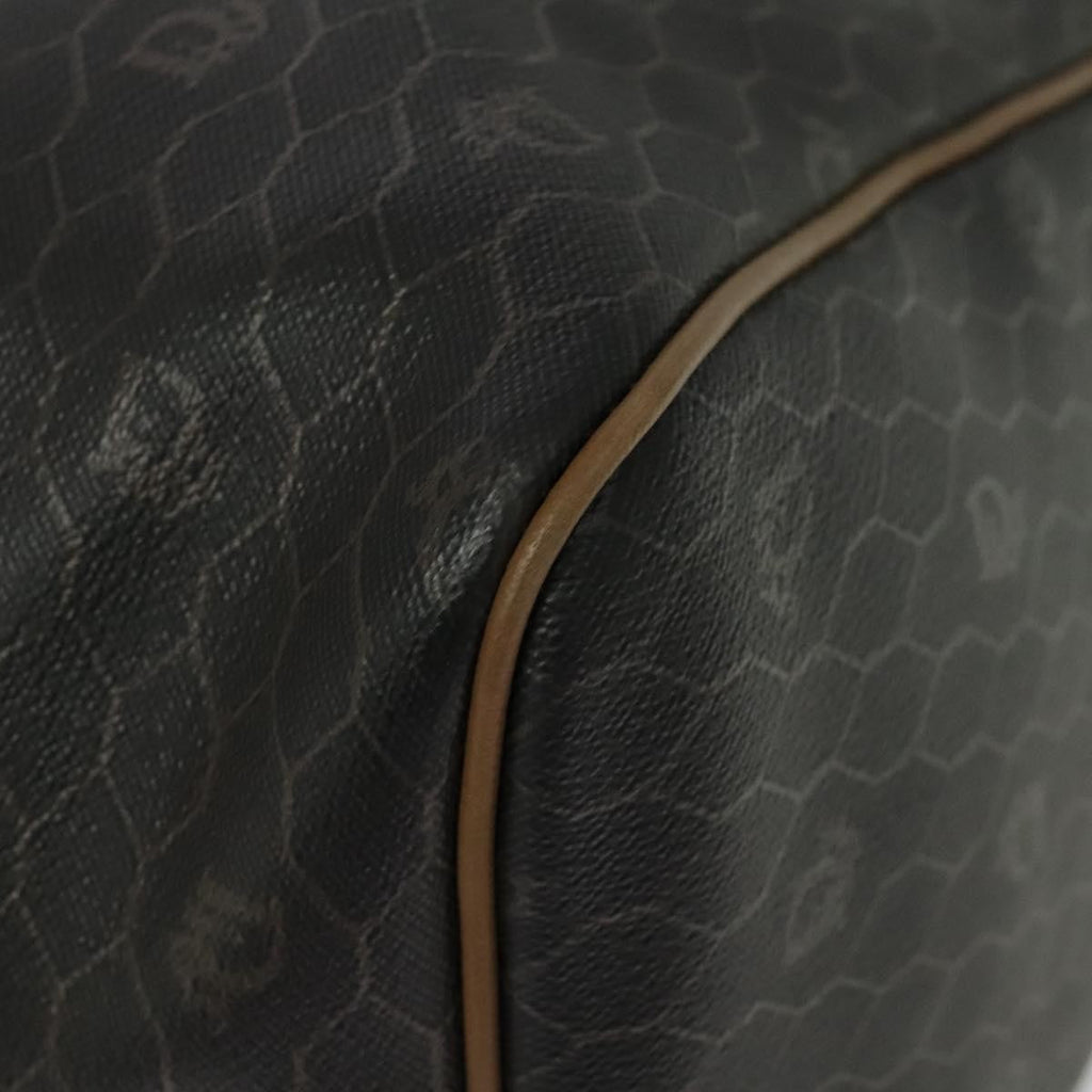 Christian Dior Vintage Honeycomb Handbag Canvas Leather Black Canvas Bag (Pre-Owned)