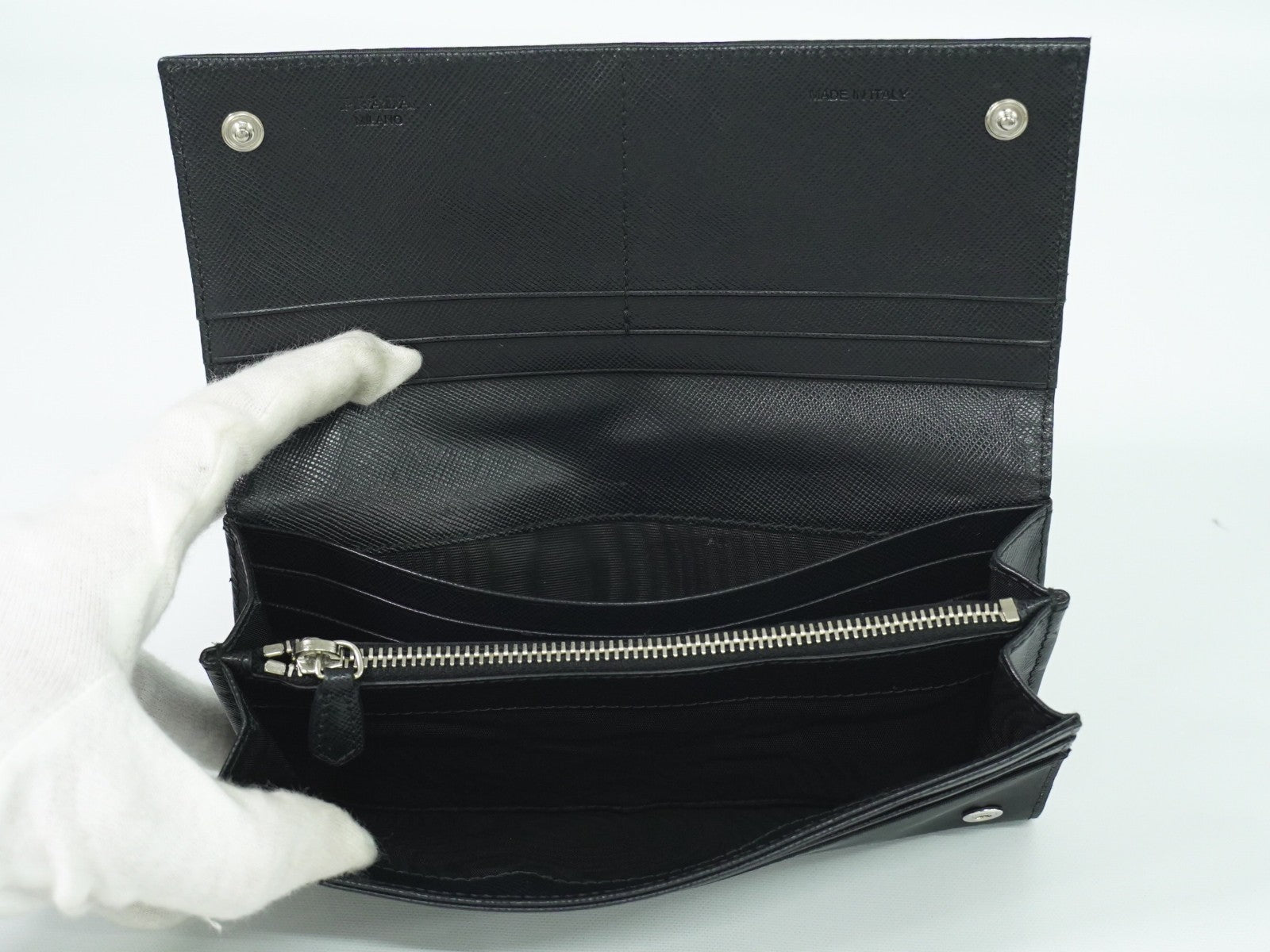 Prada Continental Wallet Tessuto Black Nylon Wallets Accessory