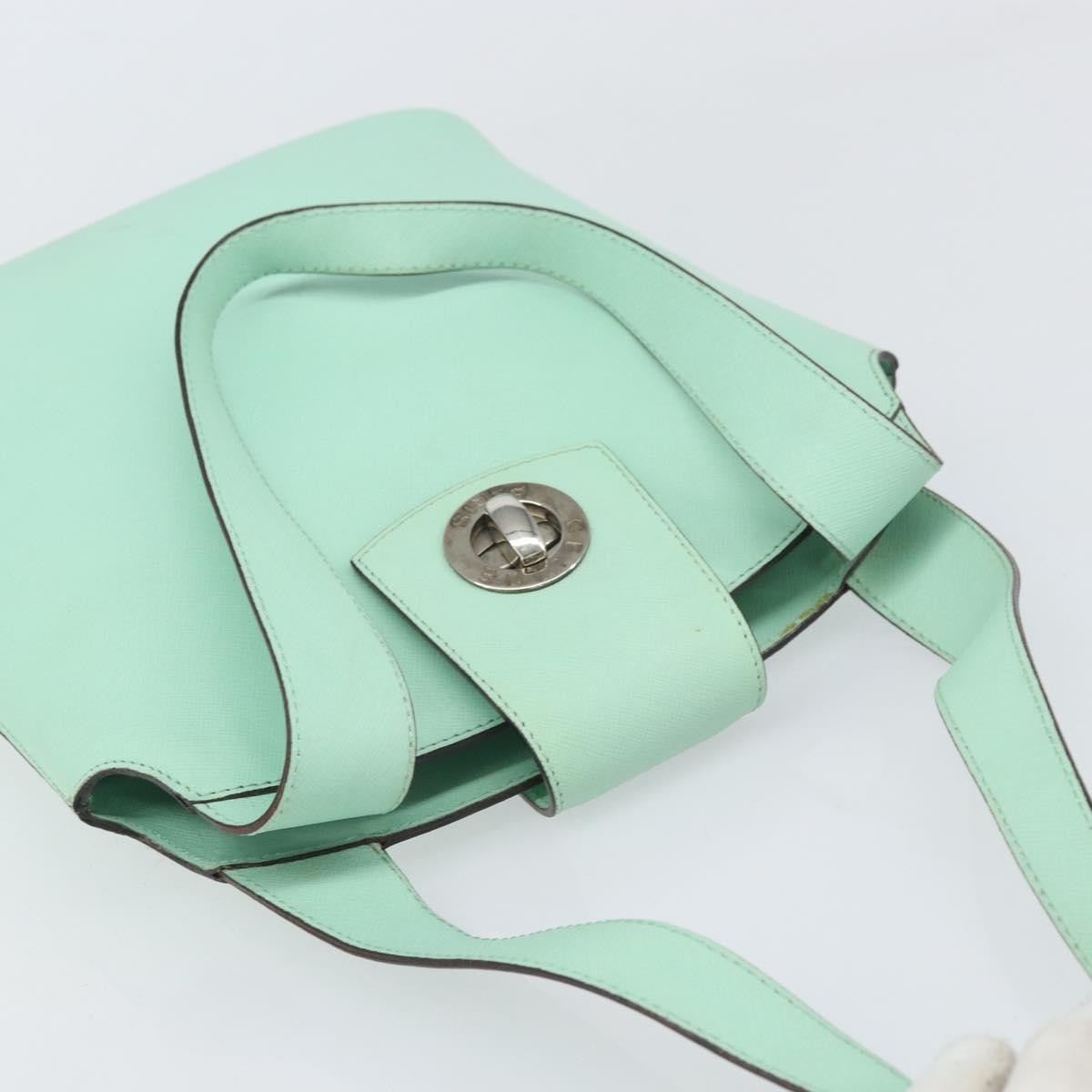 Celine Circle Logo Handbag Leather Green Leather Handbag