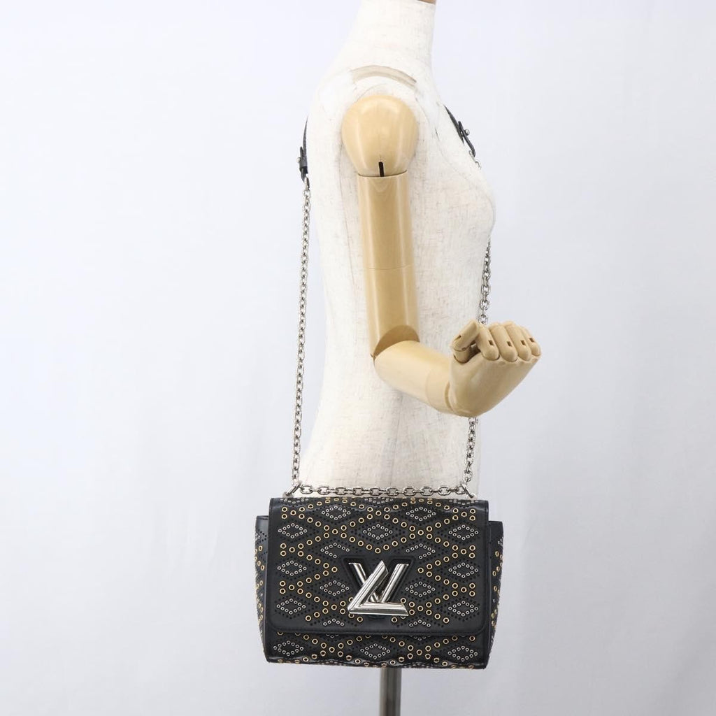 Louis Vuitton Twist Handbag Limited Edition Grommet Embellished Leather Black Leather Shoulder Bag