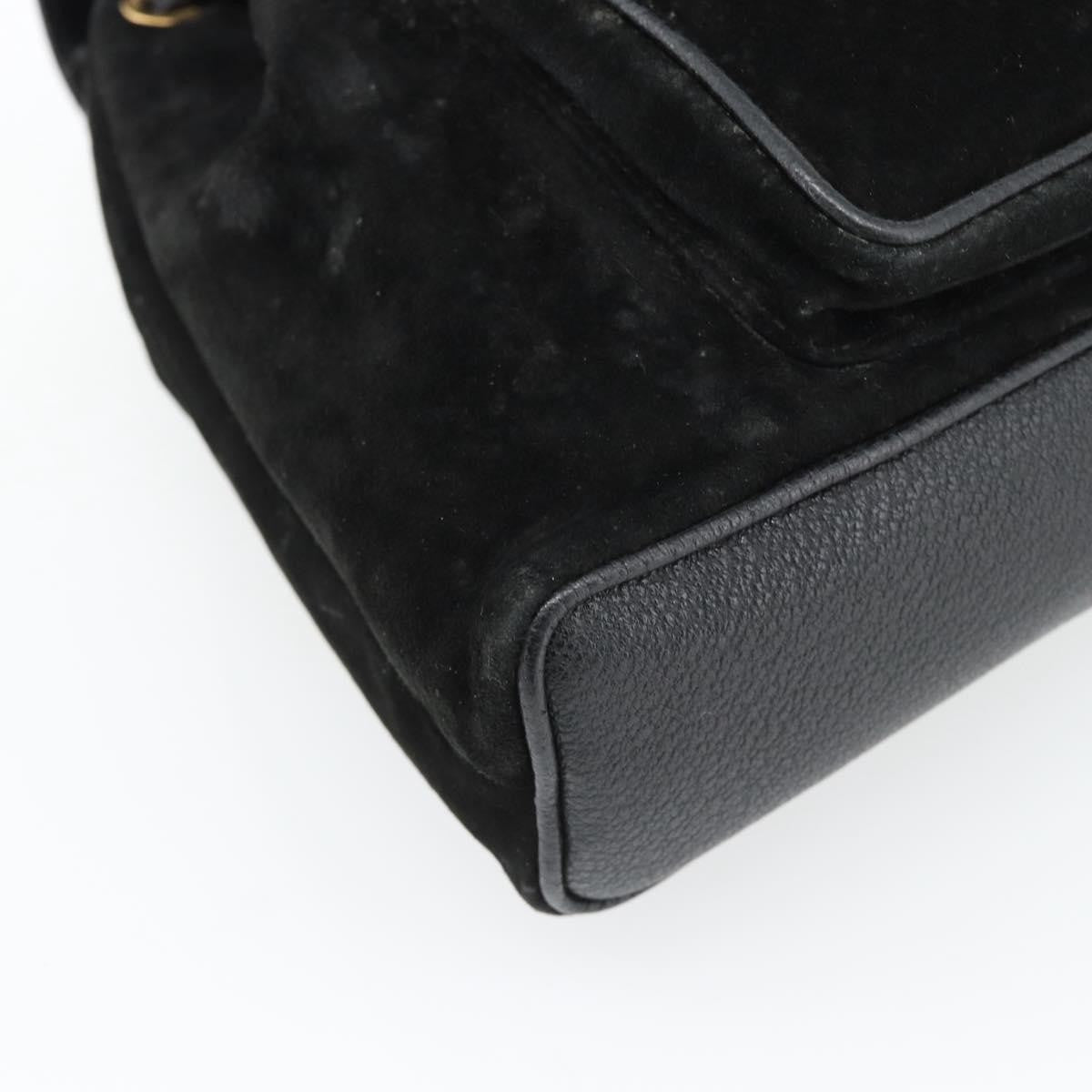 Gucci Vintage Bamboo Backpack Suede Black Suede Backpack Bag (Pre-Owned)