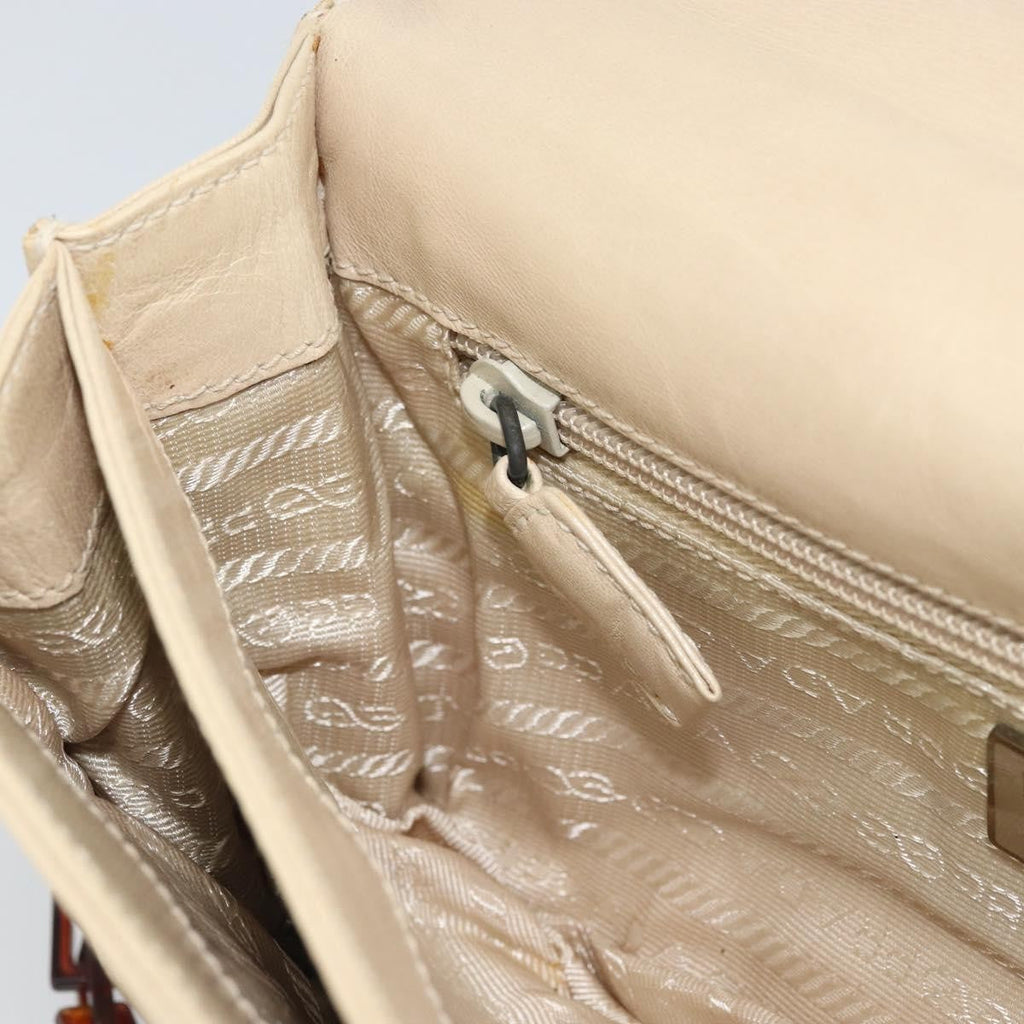 Prada Flap Shoulder Bag Leather Beige Leather Shoulder Bag Bag