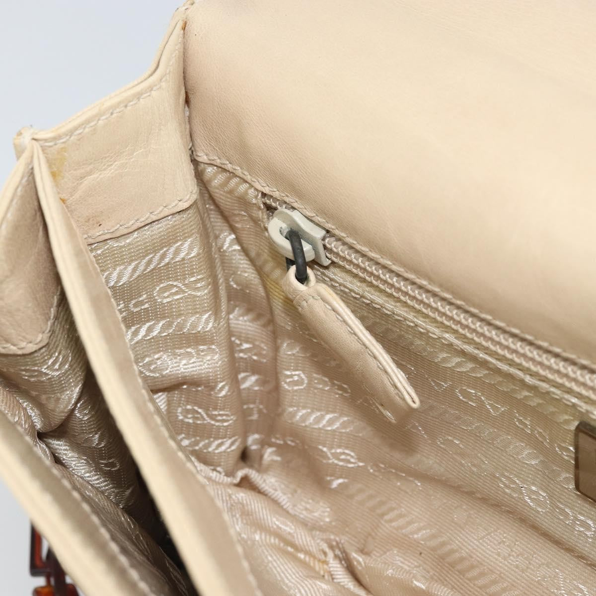 Prada Flap Shoulder Bag Leather Beige Leather Shoulder Bag Bag