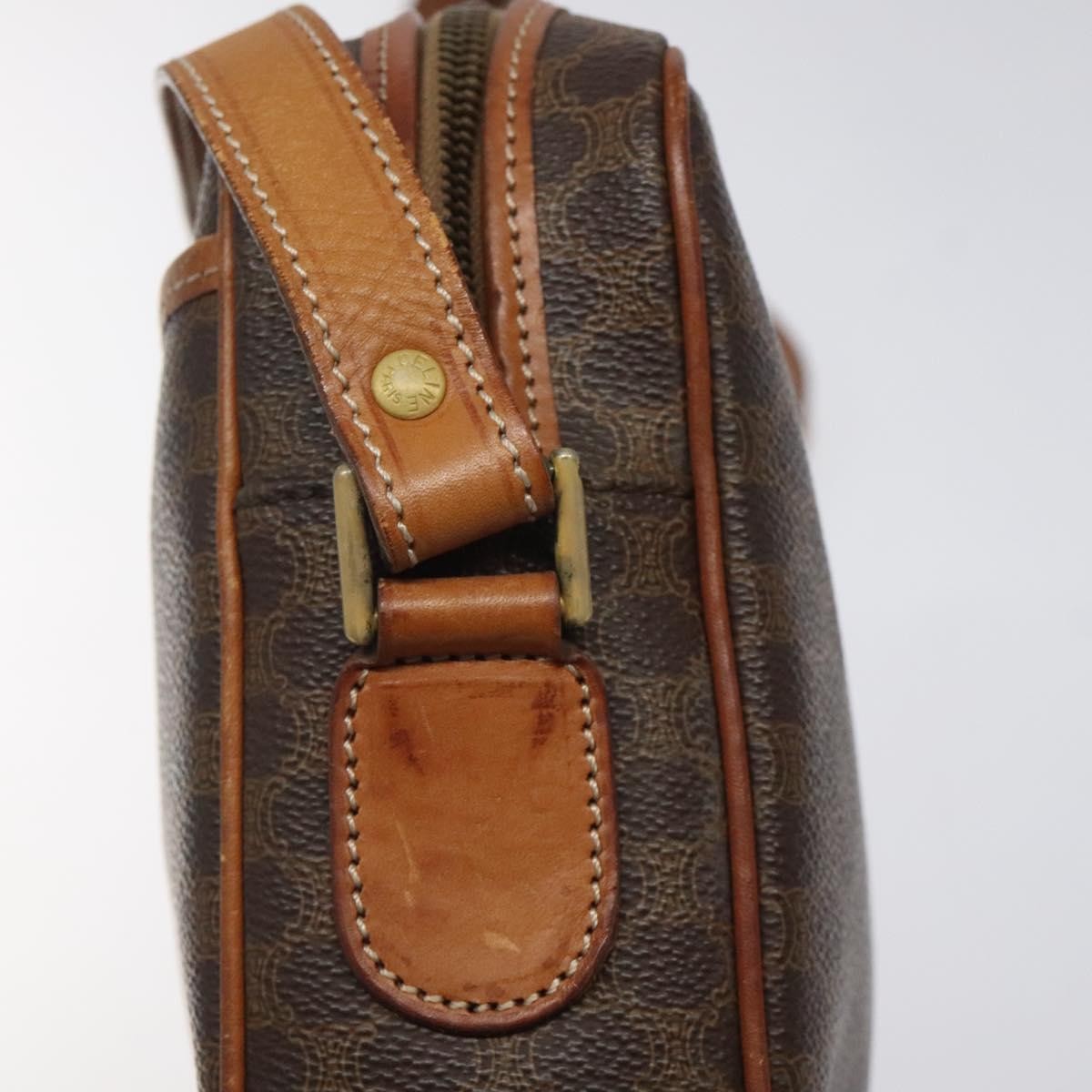 Celine Vintage Macadam Shoulder Bag Canvas And Leather Brown Canvas Shoulder Bag Bag