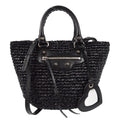 Balenciaga Le Cagole Panier Raffia With Leather Black Leather Tote Bag