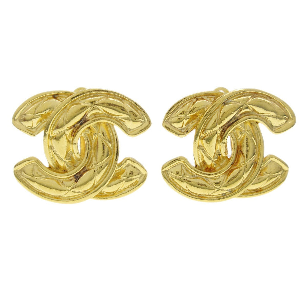Chanel Cc Clip-On Earrings Metal Gold Gold_Plated Earrings Jewelry