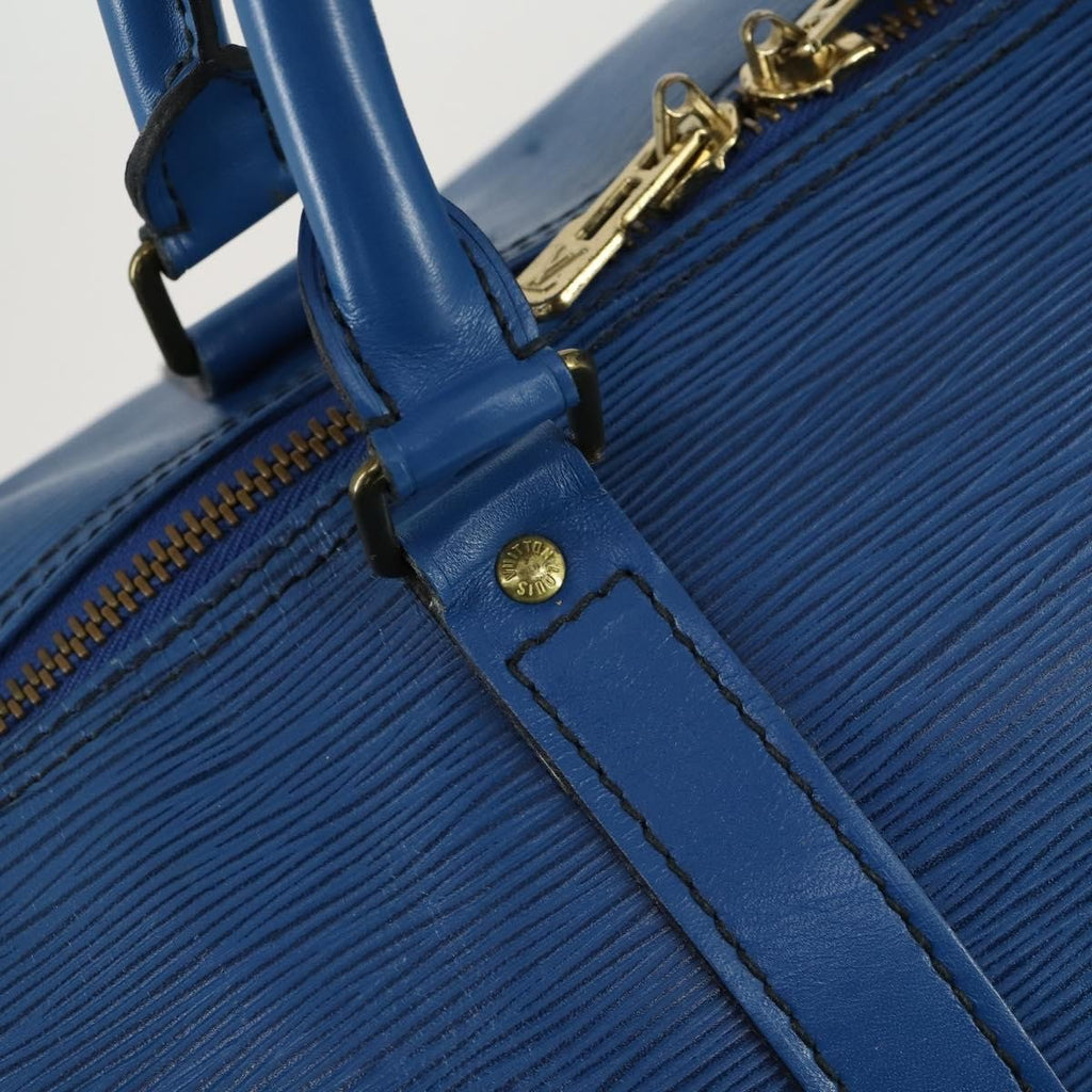 Louis Vuitton Keepall Bag Epi Leather Blue Leather Travel Bag