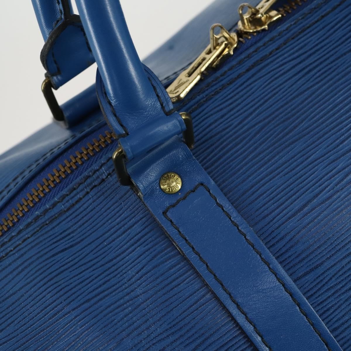 Louis Vuitton Keepall Bag Epi Leather Blue Leather Travel Bag