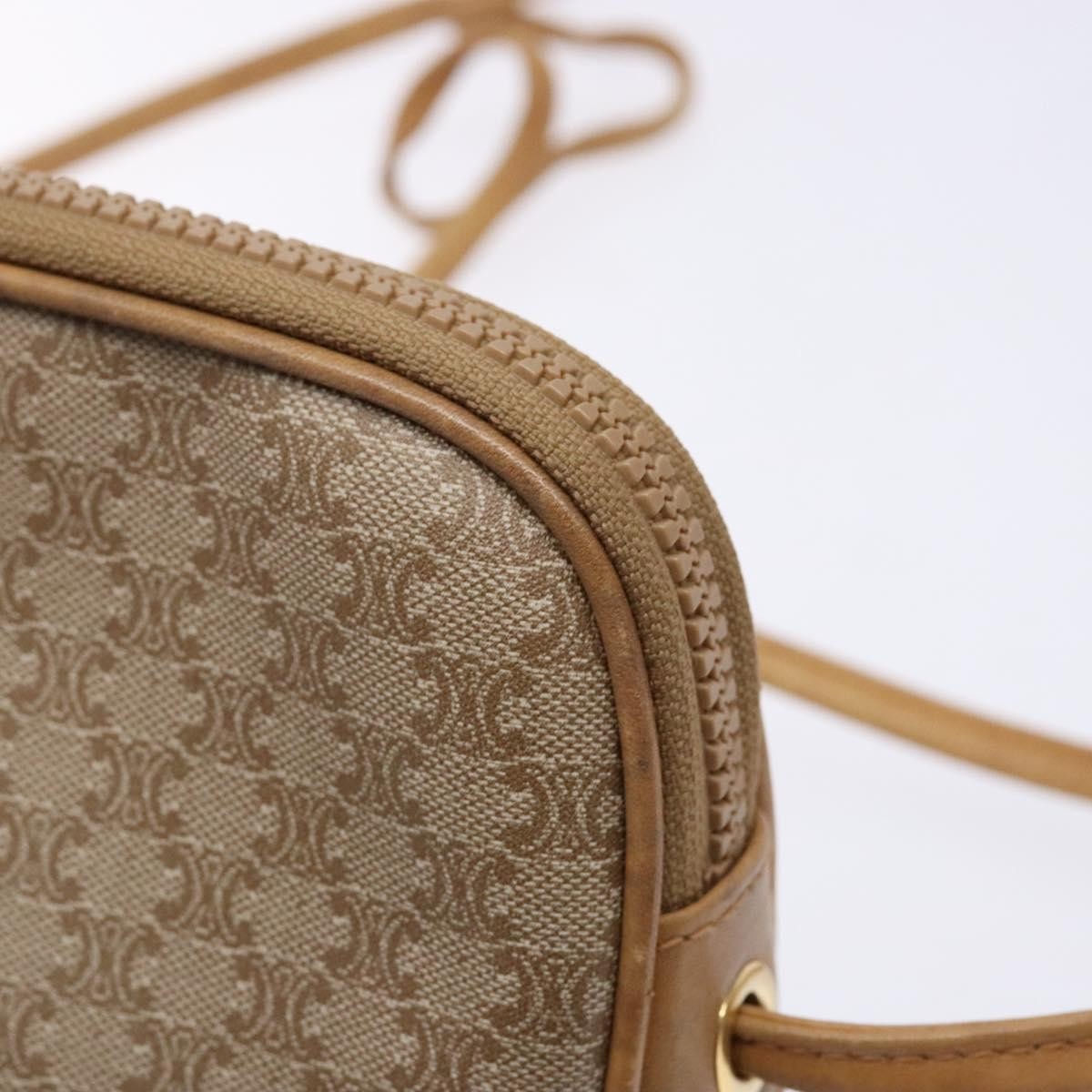 Celine Vintage Macadam Shoulder Bag Canvas And Leather Beige Canvas Shoulder Bag Bag