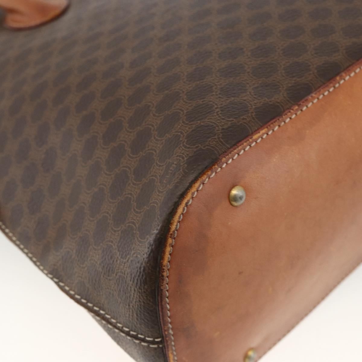 Celine Macadam Handbag Macadam With Leather Brown Canvas Handbag