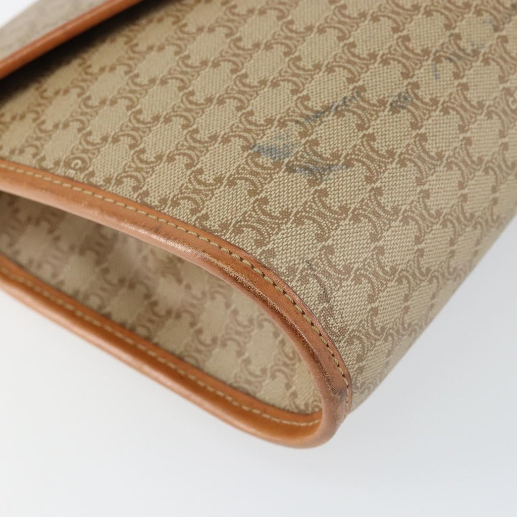 Celine Vintage Macadam Shoulder Bag Canvas And Leather Beige Canvas Shoulder Bag Bag