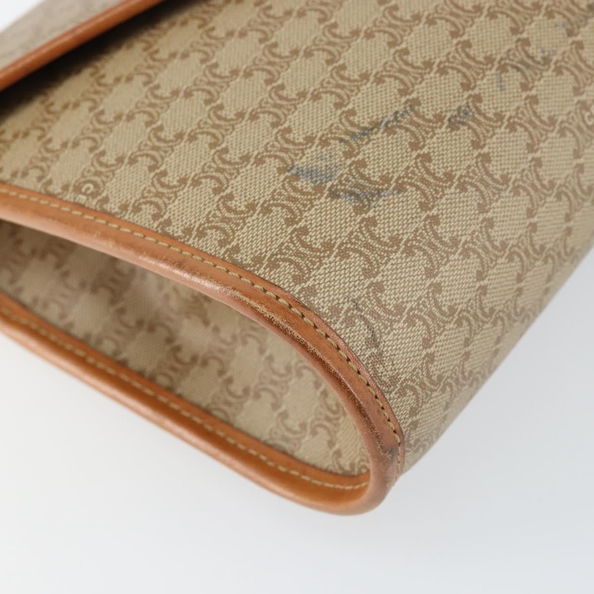 Celine Vintage Macadam Shoulder Bag Canvas And Leather Beige Canvas Shoulder Bag Bag