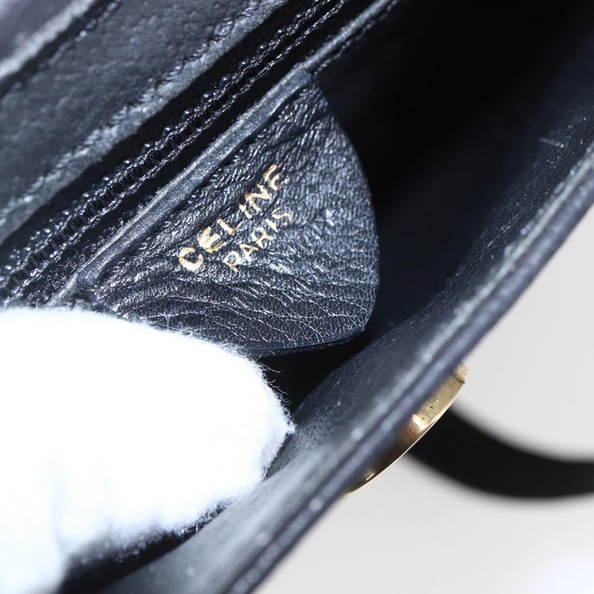Celine Circle Logo Shoulder Bag Leather Black Leather Shoulder Bag Bag