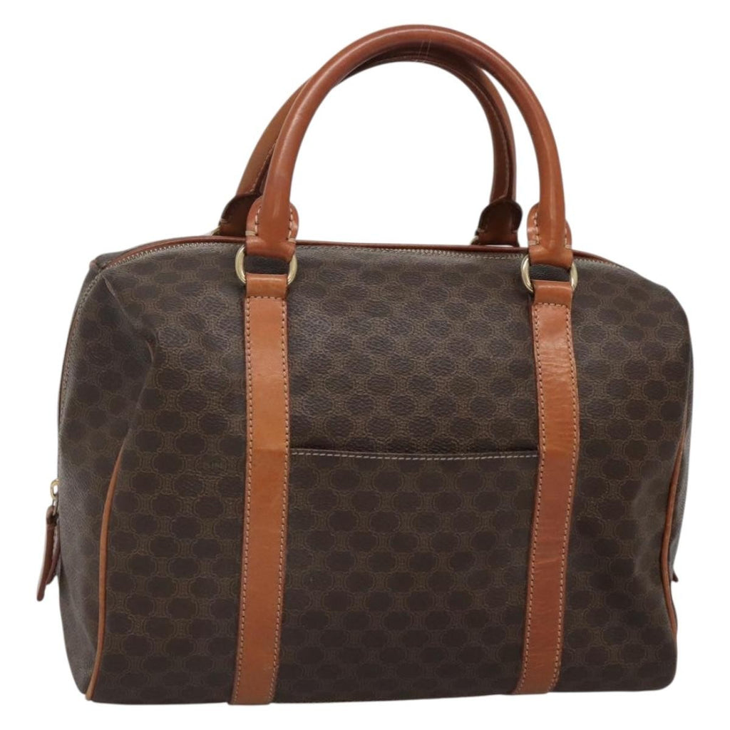 Celine Macadam Handbag Macadam With Leather Brown Canvas Bag