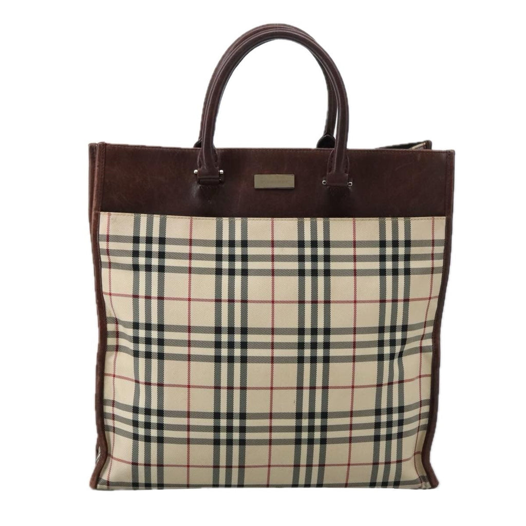 Burberry Nova Check Tote Canvas And Leather Beige Canvas Tote Bag